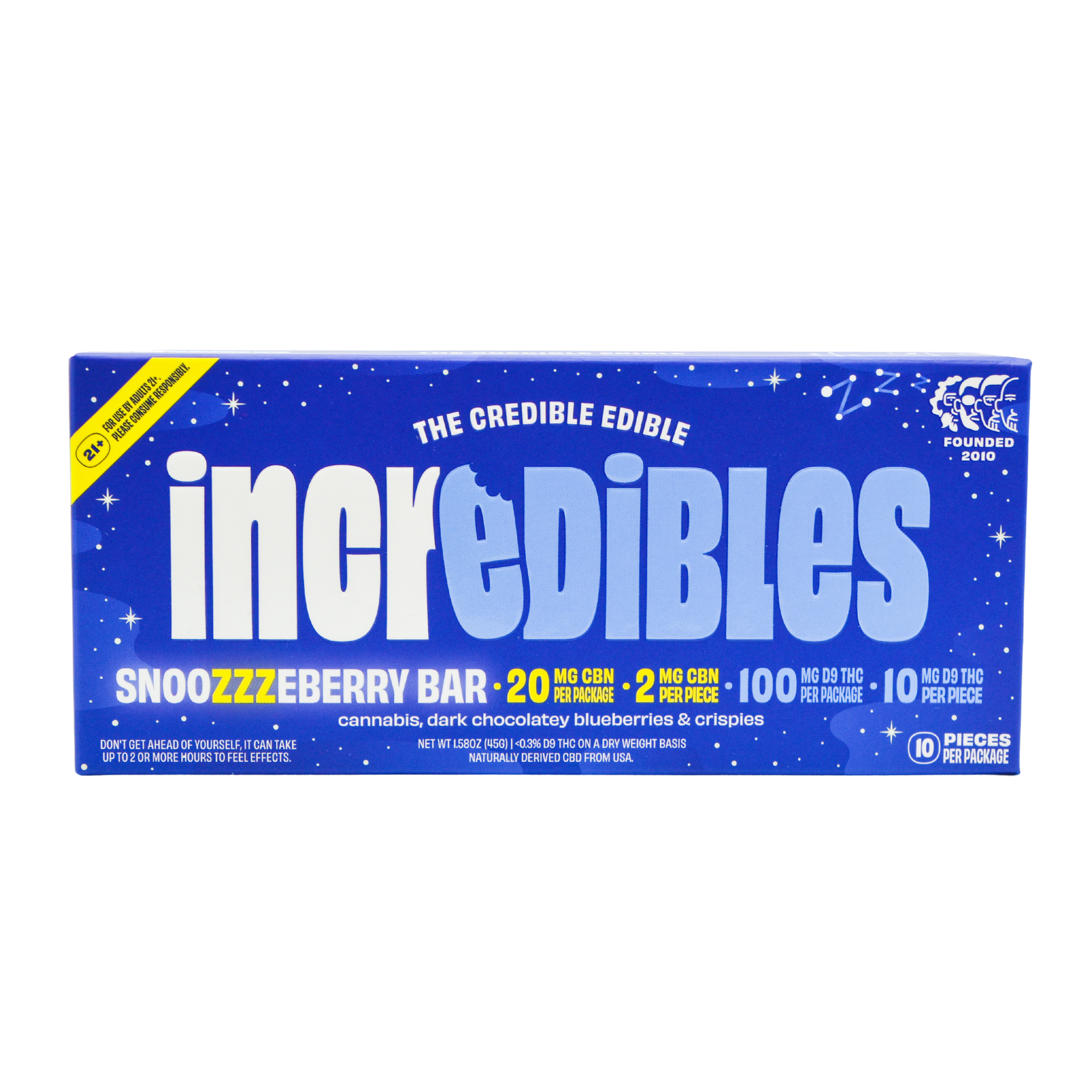 Delta 9 THC 100MG Incredibles Chocolate Bar / Snoozzzeberry 5:1 THC:CBN (100mg THC) *ATX Only